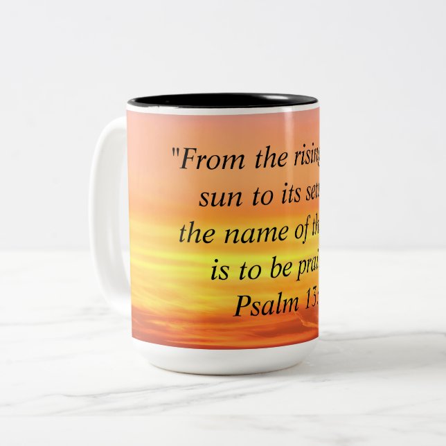 Sunset Sunrise Bible Verse Mug (Front Left)