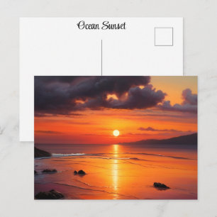 Sunset Sunrise Breath Taking Ocean Beach Waves  Postcard