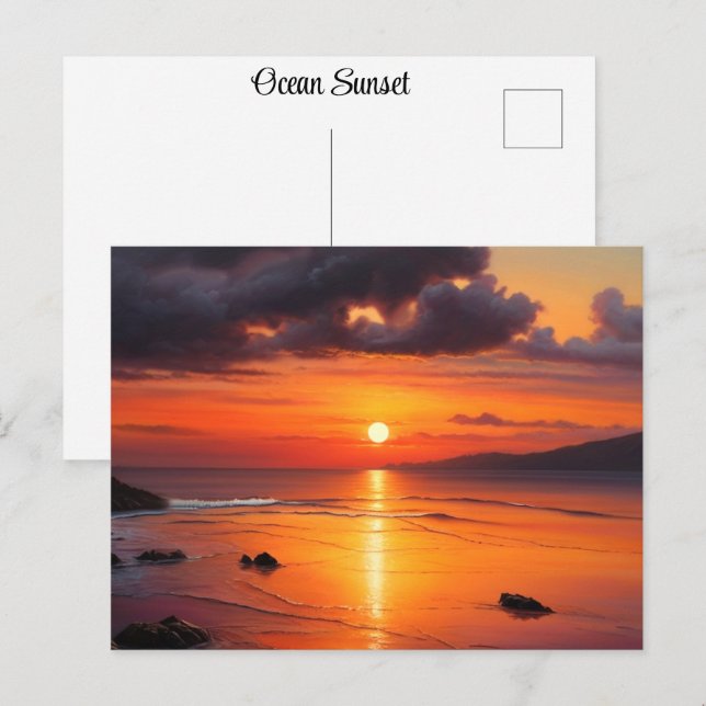 Sunset Sunrise Breath Taking Ocean Beach Waves  Postcard (Front/Back)