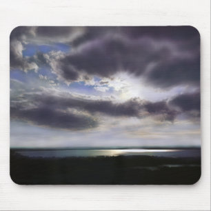 Sunset sunrise lakeshore skyline ocean painting mouse pad
