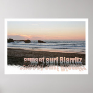 sunset surf Biarritz Poster