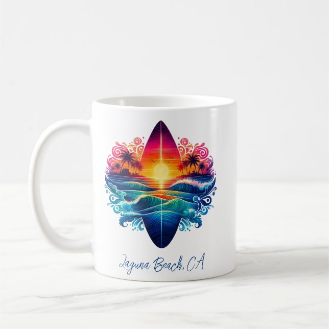 Sunset Surfboard Curls Coffee Mug (Left)