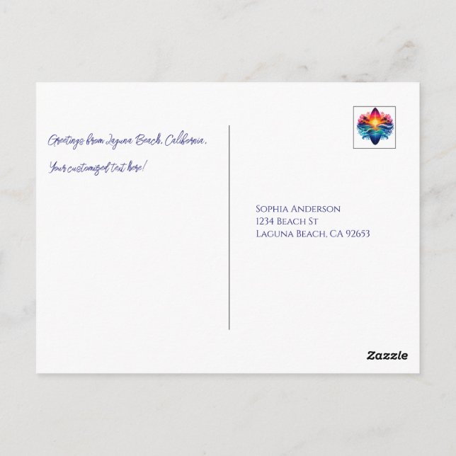 Sunset Surfboard Curls Postcard (Back)