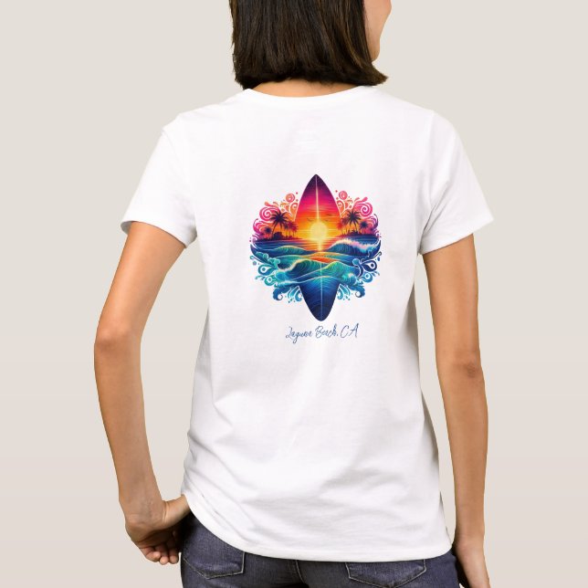 Sunset Surfboard Curls T-Shirt (Back)