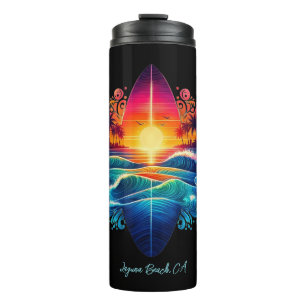 Sunset Surfboard Curls Thermal Tumbler