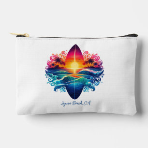 Sunset Surfboard Curls Zippered Pouch