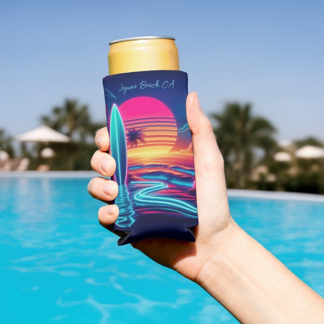 Sunset Surfboard Neon Lights- Seltzer Can Cooler (In Situ Pool)