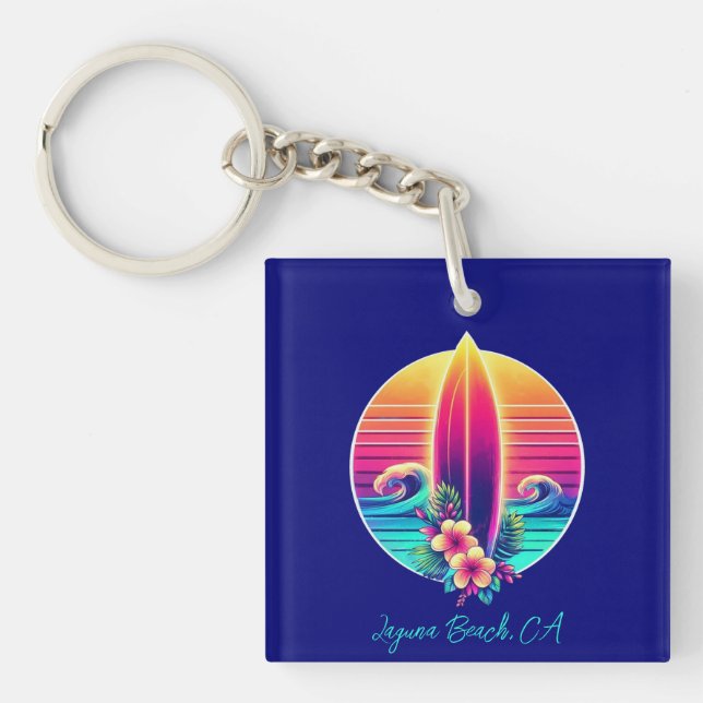 Sunset Surfboard Paradise- Key Ring (Front)