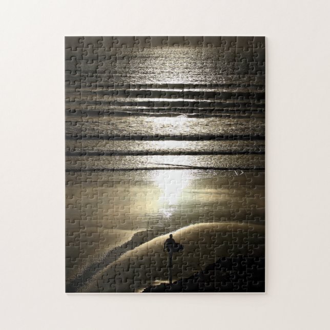 Sunset surfer at Polzeath Jigsaw Puzzle (Vertical)