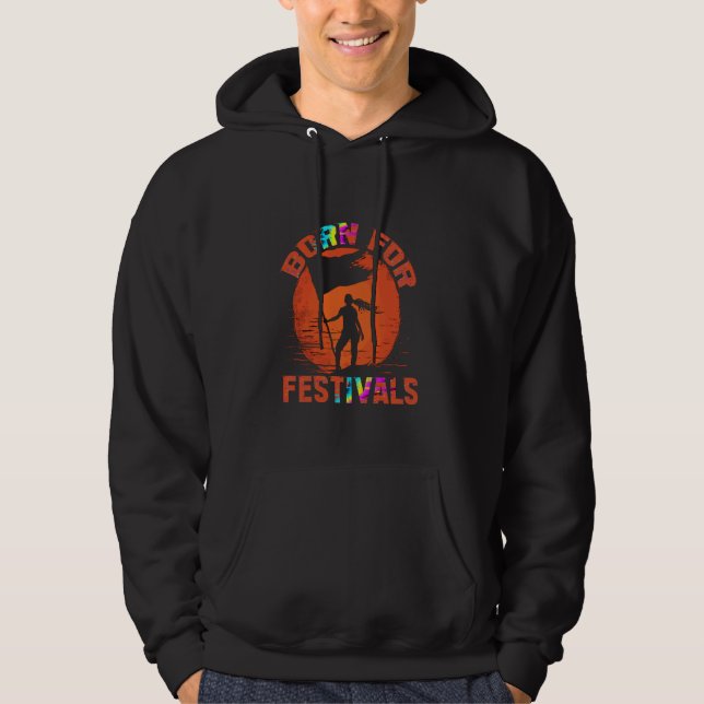 Sunset Surfer Born For Festivals Unique Image Hoodie (Front)