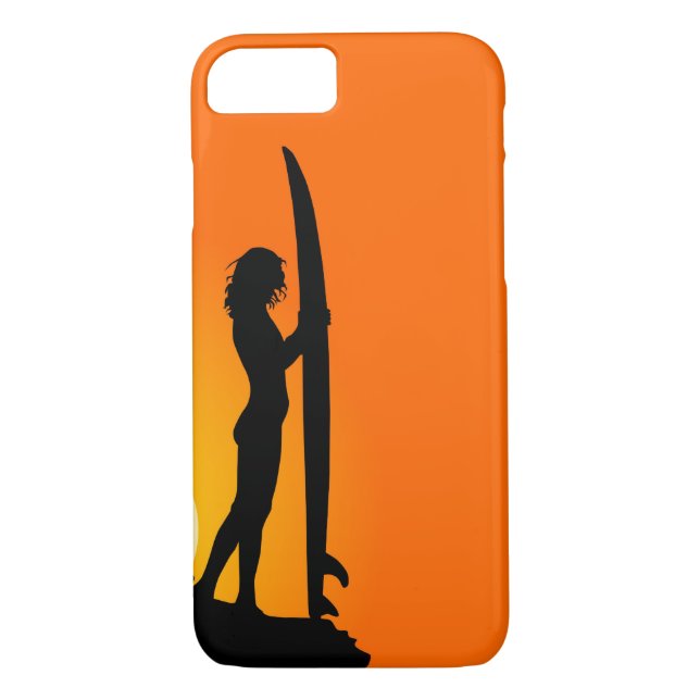 Sunset Surfer Girl with surfboard Case-Mate iPhone Case (Back)
