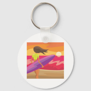 Sunset surfer key ring
