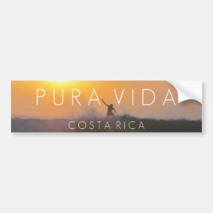 Sunset Surfer Pura Vida Costa Rica Bumper Bumper Sticker