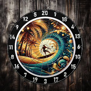 Sunset Surfer Wave Art Piece Dartboard