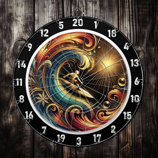 Sunset Surfer Wave Tropical Wall Art Dartboard (Creator Uploaded)