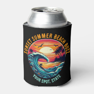 Sunset Surfing Beach Buzz- Can Cooler