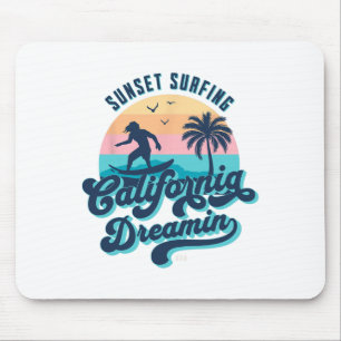 Sunset Surfing California Dreamin Usa Surfer Mouse Pad