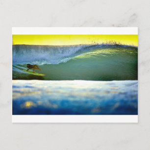 Sunset surfing tropical paradise waves postcard