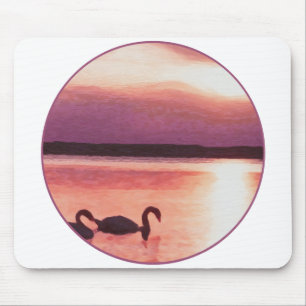 Sunset Swans Mouse Pad