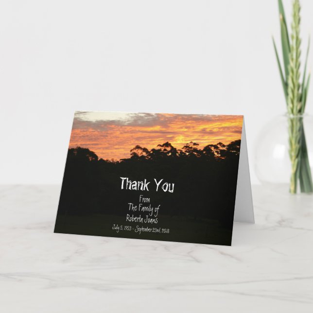Sunset Sympathy Funeral Thank You (Front)