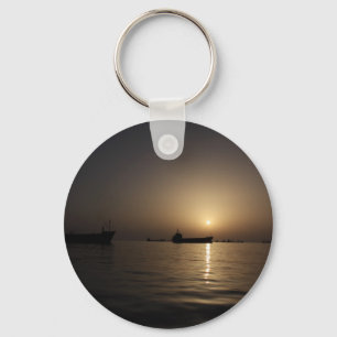 Sunset - Tartus seaport with ships Key Ring