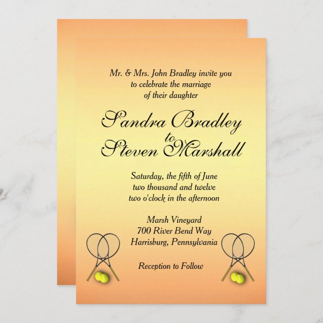 Sunset Tennis Wedding Invitation (Front/Back)