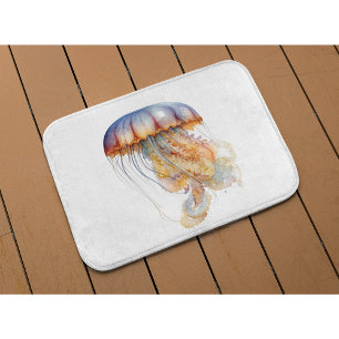  Sunset Tentacles: Coastal Watercolor Art Bath Mat