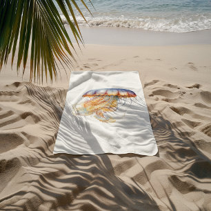 Sunset Tentacles: Coastal Watercolor Art Bath Towel