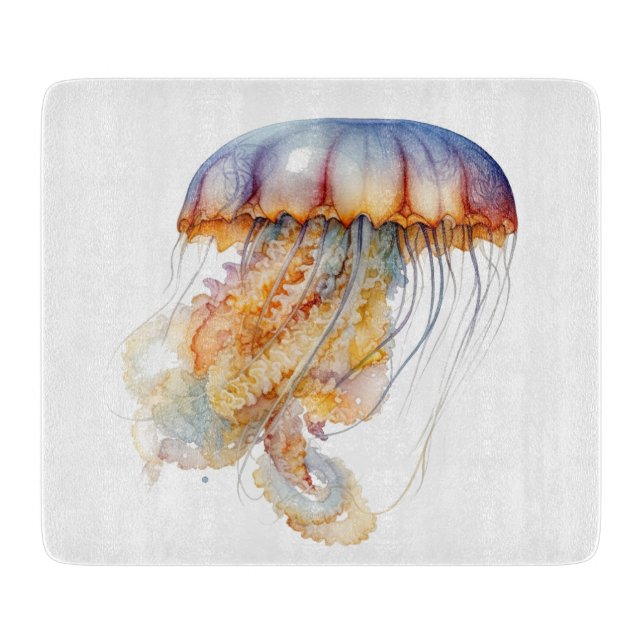 Sunset Tentacles: Coastal Watercolor Art  Cutting Board (Front)