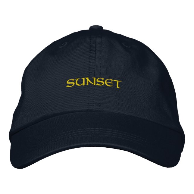 Sunset Text Relaxation Focused Outdoor Navy Hol Embroidered Hat (Front)
