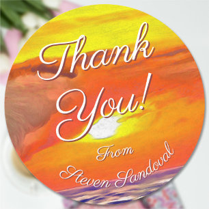 Sunset Thank You 2443 Classic Round Sticker