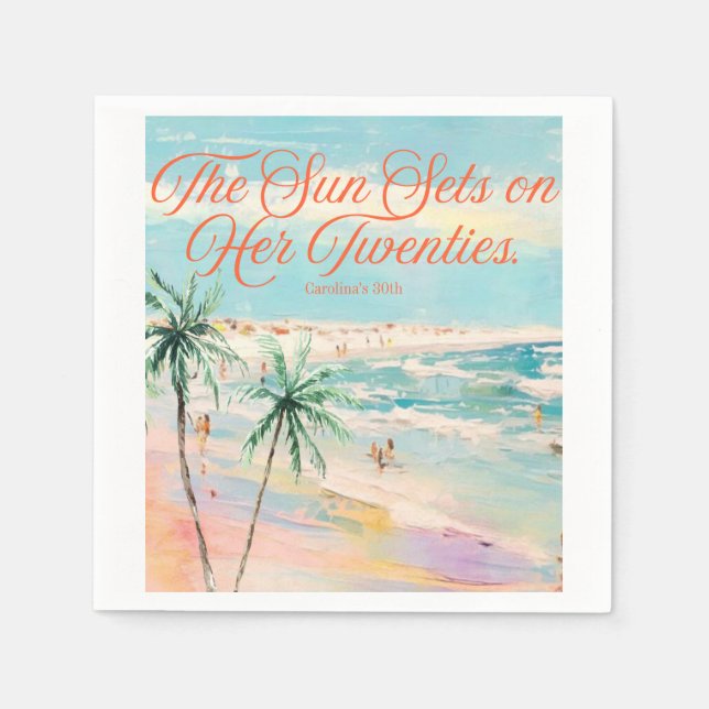 Sunset Themed 30th Birthday  Napkin (Front)