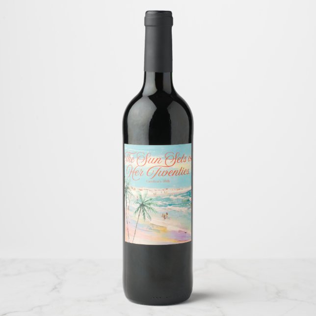 Sunset Themed 30th Birthday Wine Label (Front)