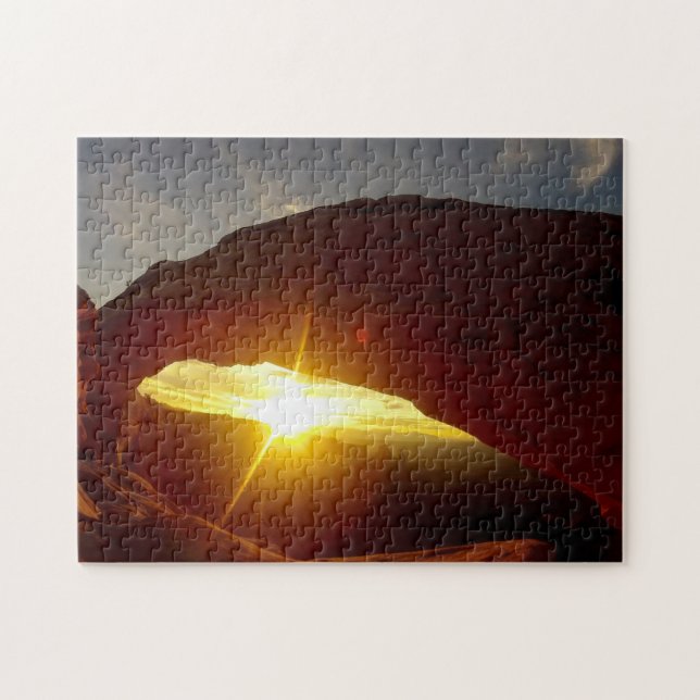 Sunset through Double O Arch, Arches National Park Jigsaw Puzzle (Horizontal)