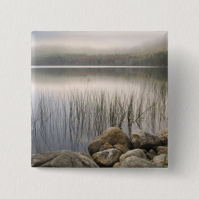 Sunset through fog over Upper Hadlock Pond 15 Cm Square Badge (Front)