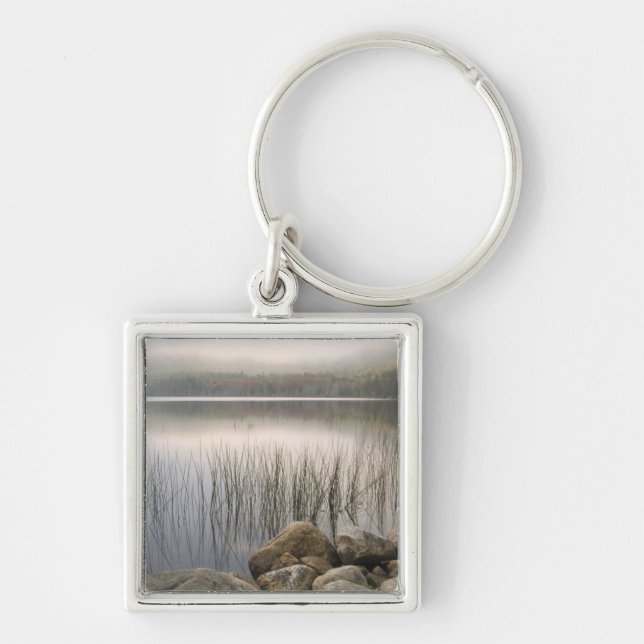 Sunset through fog over Upper Hadlock Pond Key Ring (Front)