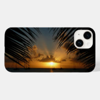 Sunset Through Palm Fronds Tropical Seascape