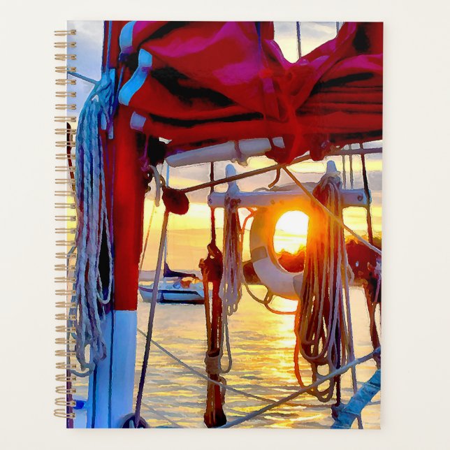 Sunset Through the Lifebuoy Spiral Planner (Front)