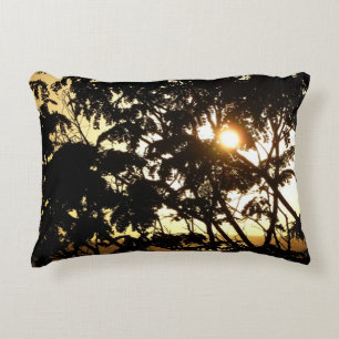Sunset Through Trees I Tropical Photography Decorative Cushion