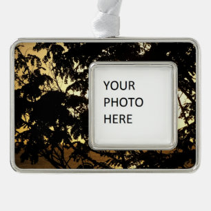 Sunset Through Trees I Tropical Photography Silver Plated Framed Ornament