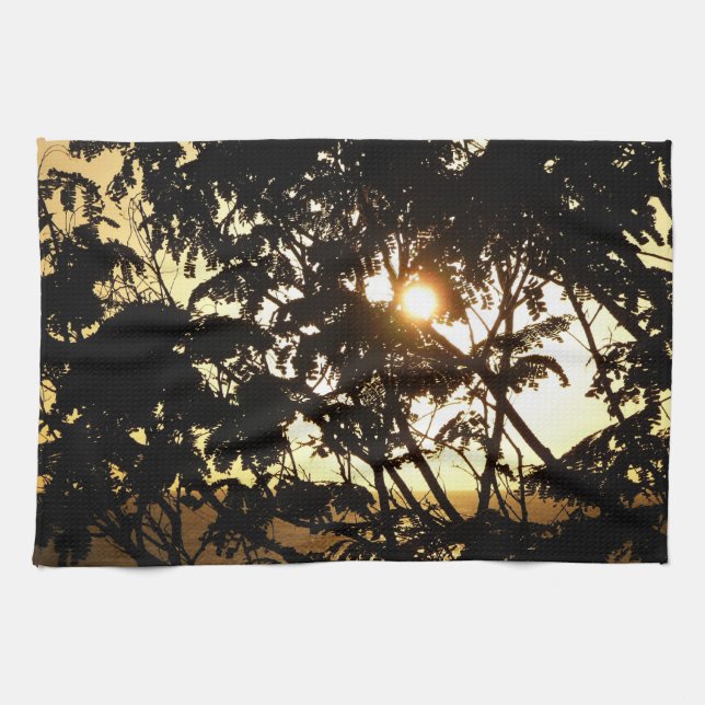 Sunset Through Trees I Tropical Photography Tea Towel (Horizontal)