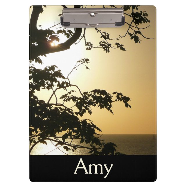Sunset Through Trees II Tropical Photography Clipboard (Front)