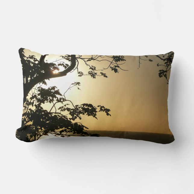 Sunset Through Trees II Tropical Photography Lumbar Cushion (Front)