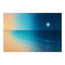 Sunset to Moonlight Ocean Poster