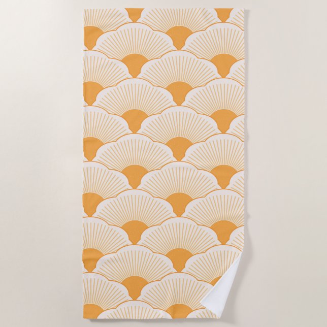 Sunset, tonal orange, concrete texture beach towel (Front)