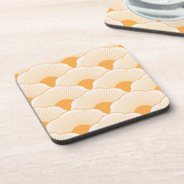 Sunset, tonal orange, concrete texture coaster (Left Side)