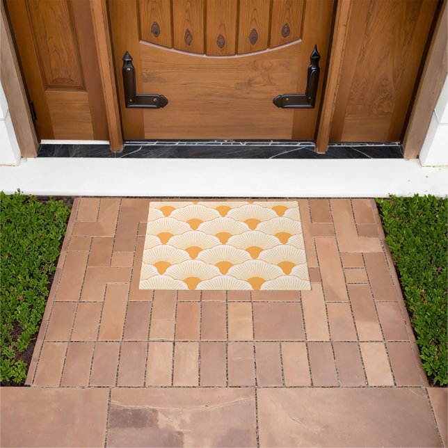 Sunset, tonal orange, concrete texture doormat (Outdoor)