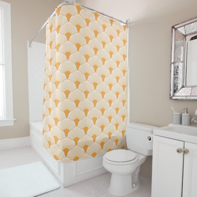 Sunset, tonal orange, concrete texture shower curtain (In Situ)