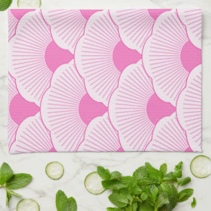 Sunset, tonal pink, concrete texture tea towel