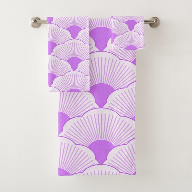 Sunset, tonal violet, concrete texture bath towel set (Insitu)